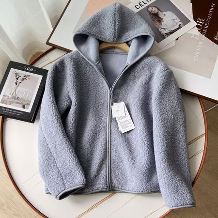 Women's Polar Fleece Hooded Jacket Long-Sleeved Warm Zipper Cardigan