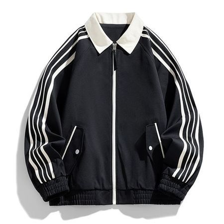 Men's Oversized Loose Sports Top Striped Jacket